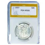 1937 Walking Liberty Half Dollar PGA MS66