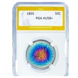 1855 Seated Liberty Half Dollar PGA AU58+