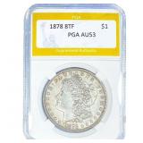 1878 8TF Morgan Silver Dollar PGA AU53