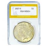 1927-S Silver Peace Dollar PGA MS63+