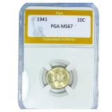 1941 Mercury Silver Dime PGA MS67