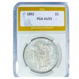1892 Morgan Silver Dollar PGA AU55