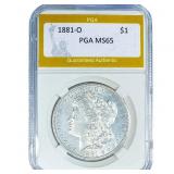 1881-O Morgan Silver Dollar PGA MS65