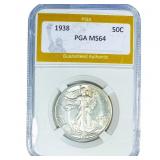1938 Walking Liberty Half Dollar PGA MS64
