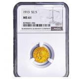 1913 $2.50 Gold Quarter Eagle NGC MS61