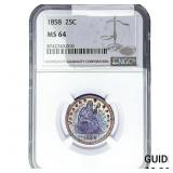 1858 Seated Liberty Quarter NGC MS64