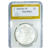 1878 Rev 79 Morgan Silver Dollar PGA MS63