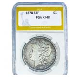 1878 8TF Morgan Silver Dollar PGA XF40