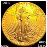 1908-S $20 Gold Double Eagle UNCIRCULATED