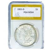 1921-D Morgan Silver Dollar PGA MS64
