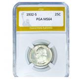 1932-S Washington Silver Quarter PGA MS64