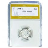 1941-S Mercury Silver Dime PGA MS67