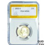 1953-S Washington Silver Quarter PGA MS66