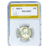 1942-S Washington Silver Quarter PGA MS67