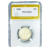 1902 Barber Quarter PGA MS64