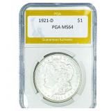 1921-D Morgan Silver Dollar PGA MS64