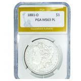 1881-O Morgan Silver Dollar PGA MS63 PL