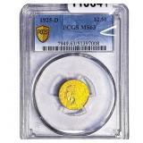 1925-D $2.50 Gold Quarter Eagle PCGS MS63