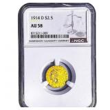 1914-D $2.50 Gold Quarter Eagle NGC AU58