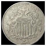 1867 Shield Nickel CLOSELY UNCIRCULATED