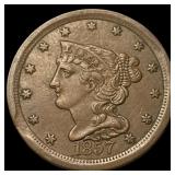 1857 Braided Hair Half Cent CLOSELY UNCIRCULATED