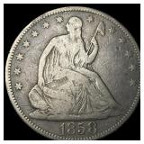 1858 Seated Liberty Half Dollar LIGHTLY CIRCULATED