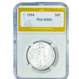1934 Walking Liberty Half Dollar PGA MS66