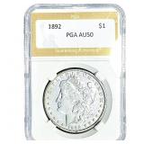 1892 Morgan Silver Dollar PGA AU50