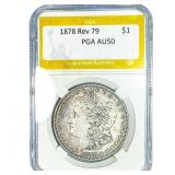 1878 Rev 79 Morgan Silver Dollar PGA AU50
