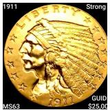 1911 Strong D $2.50 Gold Quarter Eagle CHOICE BU