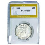 1945 Walking Liberty Half Dollar PGA MS66