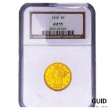 1858 $5 Gold Half Eagle NGC AU55