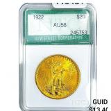 1922 $20 Gold Double Eagle NTC AU58