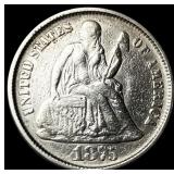 1875-CC Silver Seated Liberty Dime CLOSELY UNCIRCU