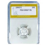 1943-S Mercury Silver Dime PGA MS67 FB