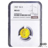 1927 $2.50 Gold Quarter Eagle NGC MS63