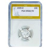 1939-D Mercury Silver Dime PGA MS66 FB