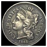 1865 Nickel Three-Cent Piece CLOSELY UNCIRCULATED