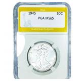 1945 Walking Liberty Half Dollar PGA MS65
