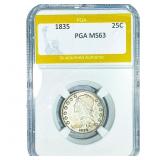 1835 Capped Bust Quarter PGA MS63