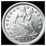 1853 Arrows Silver Seated Liberty Dime  UNCIRCULA