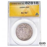 1938-D Walking Liberty Half Dollar ANACS AU50