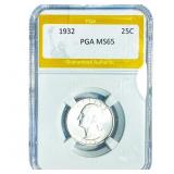 1932 Washington Silver Quarter PGA MS65