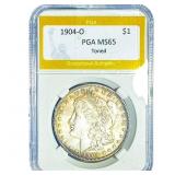 1904-O Morgan Silver Dollar PGA MS65 Toned