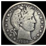 1906 Barber Half Dollar ABOUT UNCIRCULATED