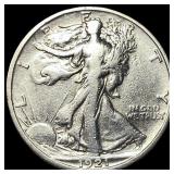 1921-S Silver Walking Liberty Half Dollar  LIGHTL