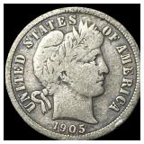1905-S Silver Barber Dime NEARLY UNCIRCULATED