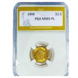 1906 $2.50 Gold Quarter Eagle PGA MS65 PL