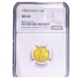 1995 1/10oz $5 Gold Eagle NGC MS69