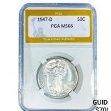 1947-D Walking Liberty Half Dollar PGA MS66